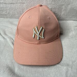 New York Yankees Peach Pink Baseball Hat Cap White Gold Embroidered NY